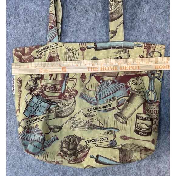 Trader Joe’s Canvas Vintage Look Tote Bag Kitchen Utensils Wine Baking Tea Cocoa - Picture 8 of 11